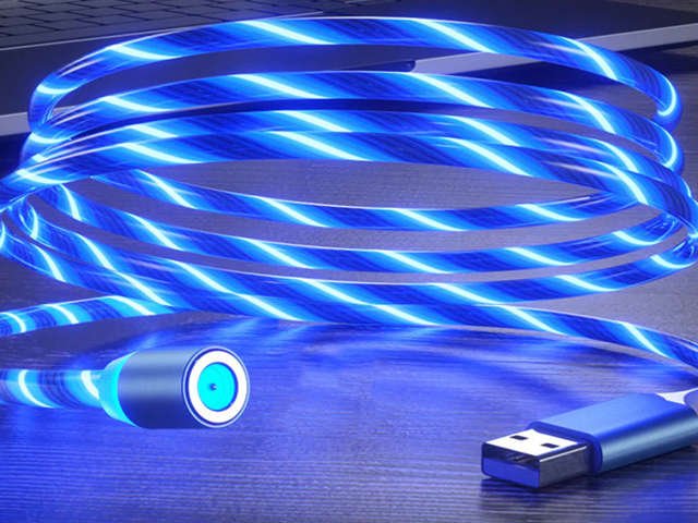 Alogy Magnetyczny kabel ze świecącym przewodem LED Lightning 1m Niebieski