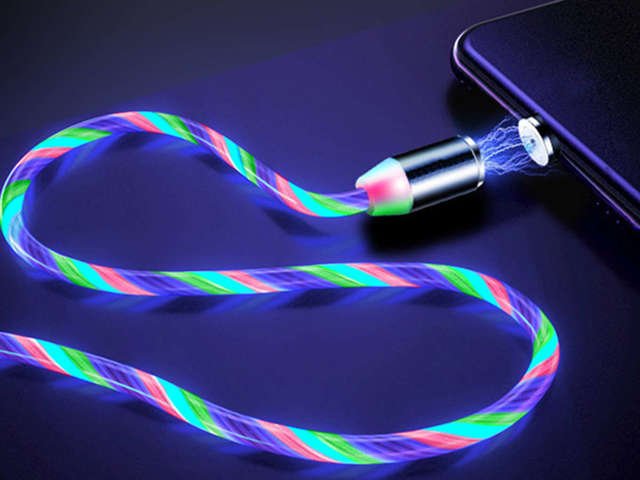 Alogy Magnetyczny kabel ze świecącym przewodem LED USB-C Type C 1m Wielokolorowy