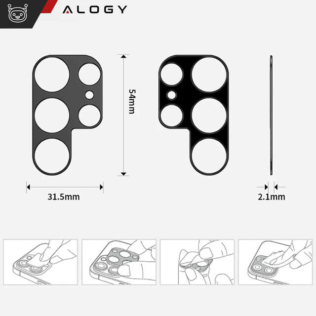 Alogy Metal Lens Metalowa osłonka do Samsung Galaxy S24 Ultra ochronna na wyspe aparat obiektyw Czarna