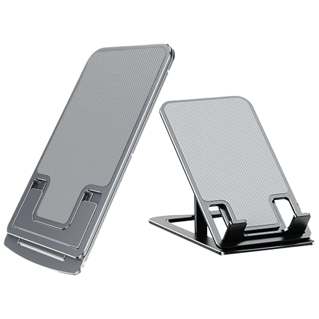 Alogy Metalowy stojak na telefon tablet składana podstawka na biurko Szary