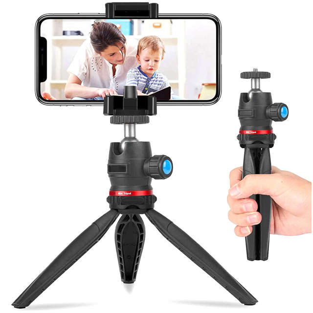 Alogy Mini Tripod Trójnóg Liginn Uchwyt na telefon do robienia zdjęć do telefonu kamery GoPro lampy ring 1/4 Czarny