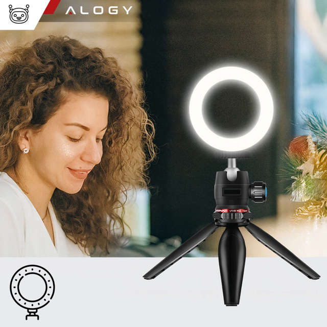 Alogy Mini Tripod Trójnóg Liginn Uchwyt na telefon do robienia zdjęć do telefonu kamery GoPro lampy ring 1/4 Czarny