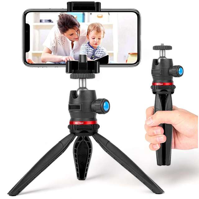 Alogy Mini Tripod Trójnóg Liginn Uchwyt na telefon do robienia zdjęć do telefonu kamery GoPro lampy ring 1/4 Czarny