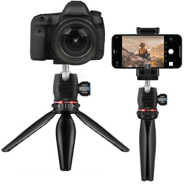 Alogy Mini Tripod Trójnóg Liginn Uchwyt na telefon do robienia zdjęć do telefonu kamery GoPro lampy ring 1/4 Czarny