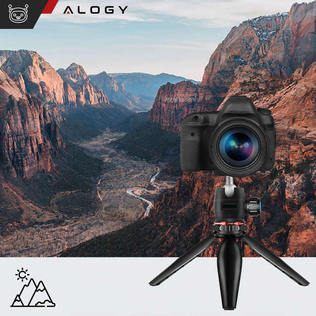 Alogy Mini Tripod Trójnóg Liginn Uchwyt na telefon do robienia zdjęć do telefonu kamery GoPro lampy ring 1/4 Czarny