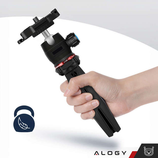 Alogy Mini Tripod Trójnóg Liginn Uchwyt na telefon do robienia zdjęć do telefonu kamery GoPro lampy ring 1/4 Czarny