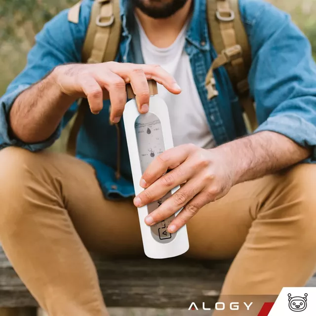 Alogy Motivational Glass Water Bottle Butelka szklana duża bidon na wodę napoje Miarka motywacyjna 1l 1000ml Biała