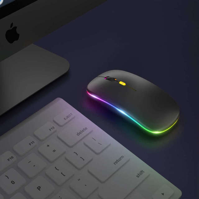 Alogy Myszka mysz bezprzewodowa podświetlana LED RGB do laptopa tabletu Czarna