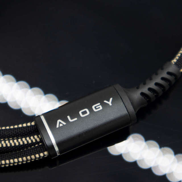 Alogy Nylon Kabel 3w1 USB-C Typ C Lightning micro USB 5A Black