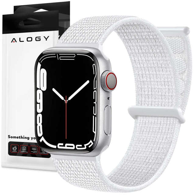 Alogy Nylon Strap Pasek z rzepem do Apple Watch 1/2/3/4/5/6/7/8/SE (38/40/41mm) Biały