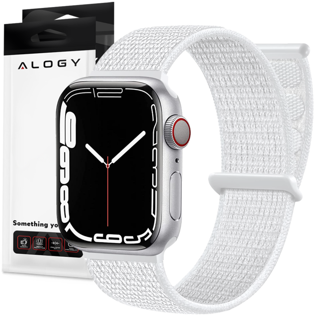 Alogy Nylon Strap Pasek z rzepem do Apple Watch 1/2/3/4/5/6/7/8/SE (38/40/41mm) Biały