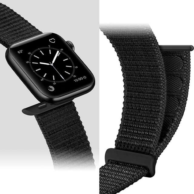 Alogy Nylon Strap Pasek z rzepem do Apple Watch 1/2/3/4/5/6/7/8/SE/Ultra (42/44/45/49mm) Czarny