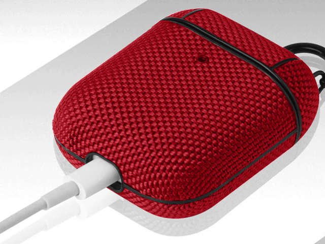 Alogy Nylonowe Etui na słuchawki obudowa do Apple AirPods 1/2 Czerwone