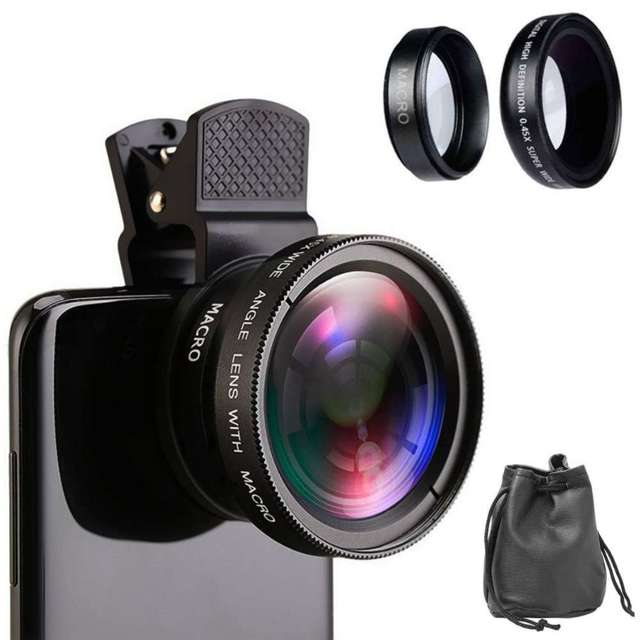 Alogy Obiektyw na tylny aparat 2w1 do smartfona telefonu Photo Lens Angle 0.45X Makro 12.5X