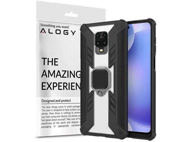 Alogy Pancerne etui Ring Carbon Holder do Xiaomi Redmi Note 9S/ Pro/ Max