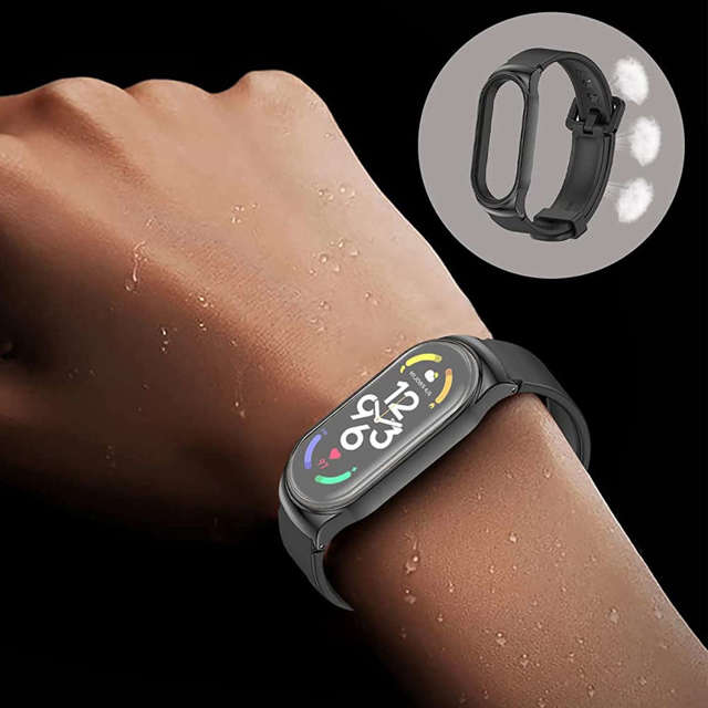 Alogy Pasek silikonowy z zapięciem opaska do Xiaomi Mi Band 7 Black