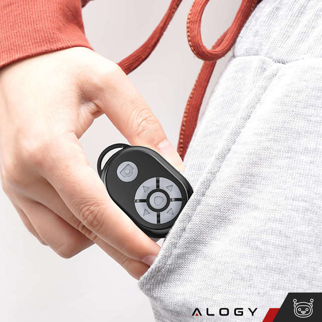 Alogy Pilot Zdalny kontroler Bluetooth do sterowania telefonem, robienia zdjęć, nagrań, przewijania Czarny