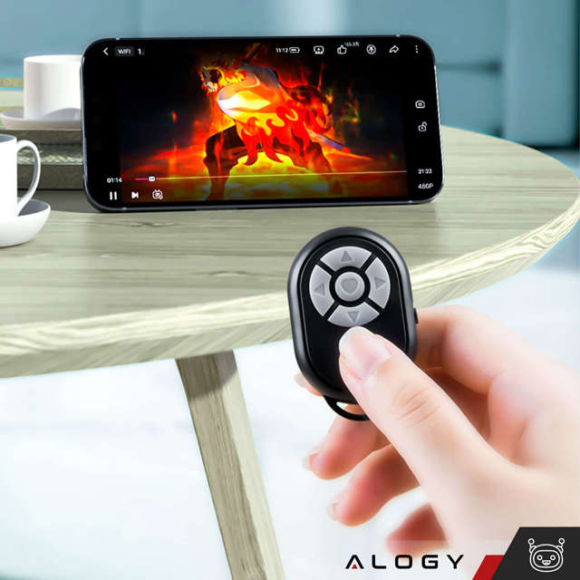 Alogy Pilot Zdalny kontroler Bluetooth do sterowania telefonem, robienia zdjęć, nagrań, przewijania Czarny