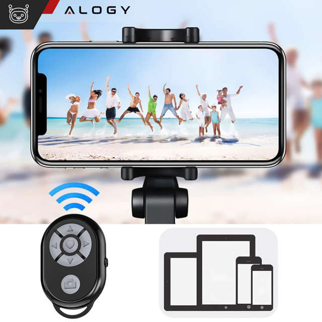 Alogy Pilot Zdalny kontroler Bluetooth do sterowania telefonem, robienia zdjęć, nagrań, przewijania Czarny