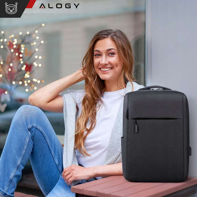 Alogy Plecak Backpack na laptopa duży wodoodporny z portem USB Unisex 41x29x12cm Czarny