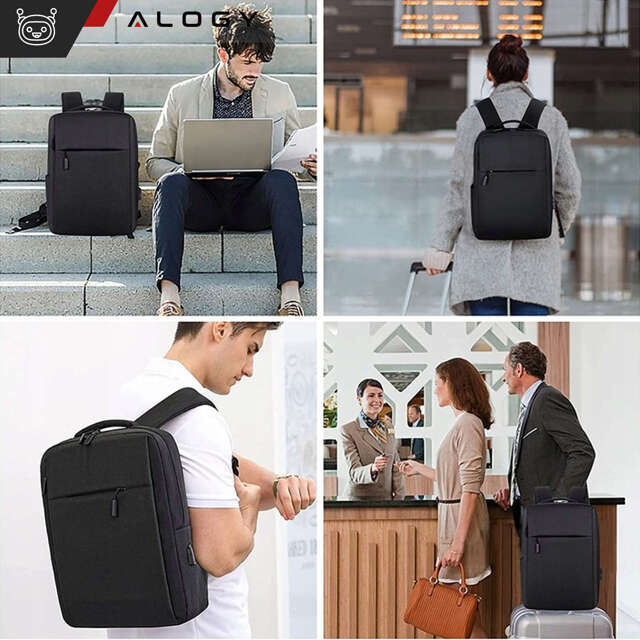 Alogy Plecak Backpack na laptopa duży wodoodporny z portem USB Unisex 41x29x12cm Czarny