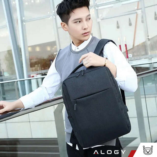 Alogy Plecak Backpack na laptopa duży wodoodporny z portem USB Unisex 41x29x12cm Czarny