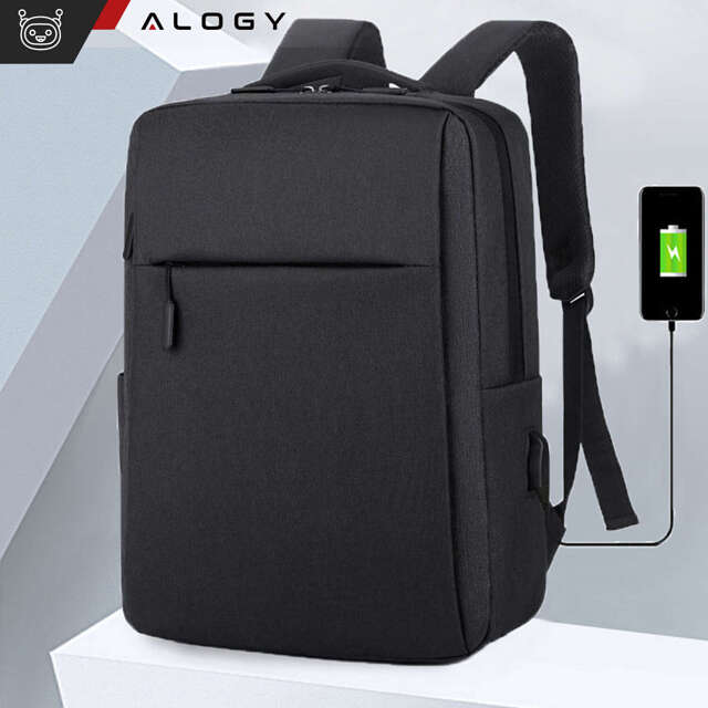 Alogy Plecak Backpack na laptopa duży wodoodporny z portem USB Unisex 41x29x12cm Czarny