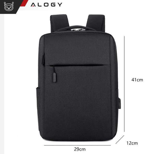 Alogy Plecak Backpack na laptopa duży wodoodporny z portem USB Unisex 41x29x12cm Czarny