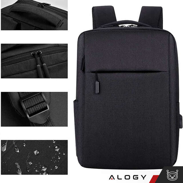 Alogy Plecak Backpack na laptopa duży wodoodporny z portem USB Unisex 41x29x12cm Czarny