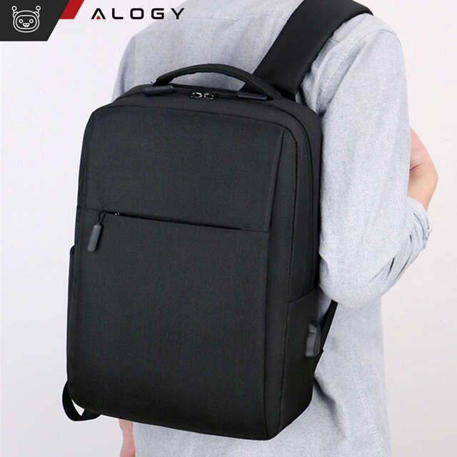 Alogy Plecak Backpack na laptopa duży wodoodporny z portem USB Unisex 41x29x12cm Czarny