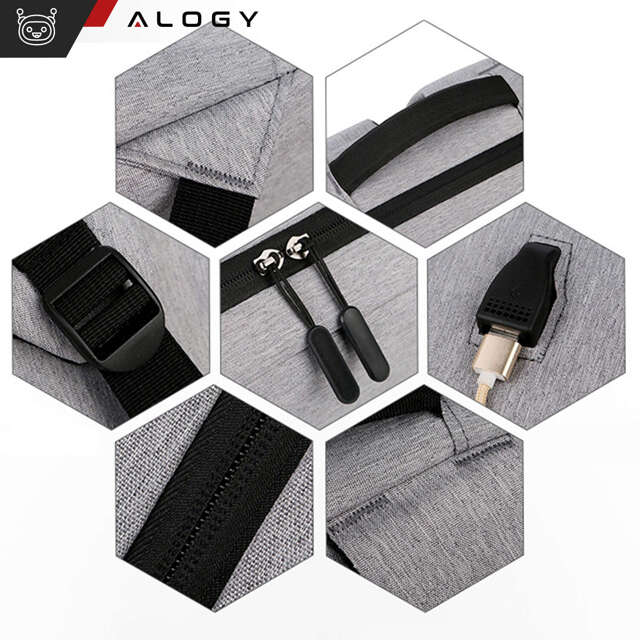 Alogy Plecak Backpack na laptopa duży wodoodporny z portem USB Unisex 44x34x13cm Czarny