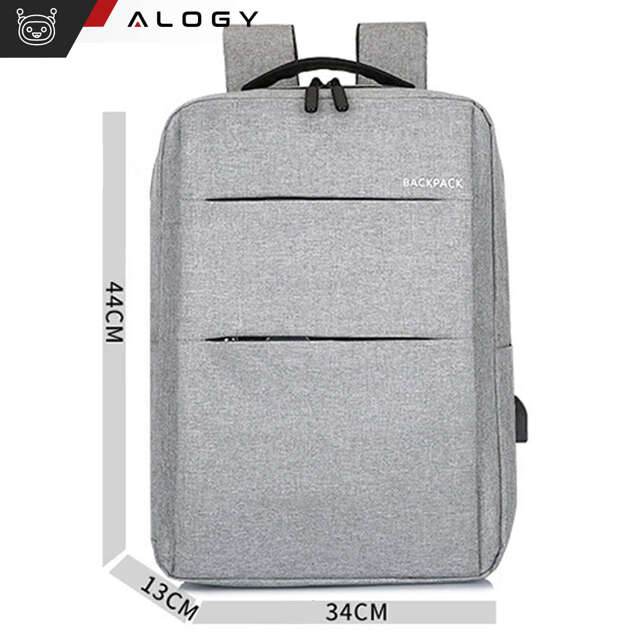 Alogy Plecak Backpack na laptopa duży wodoodporny z portem USB Unisex 44x34x13cm Czarny