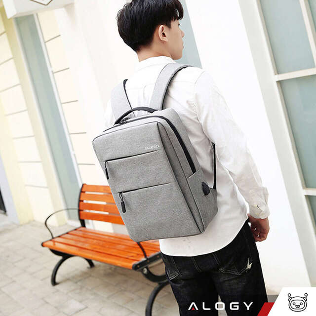 Alogy Plecak Backpack na laptopa duży wodoodporny z portem USB Unisex 44x34x13cm Czarny