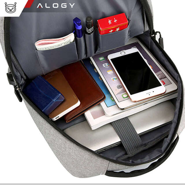 Alogy Plecak Backpack na laptopa duży wodoodporny z portem USB Unisex 44x34x13cm Czarny