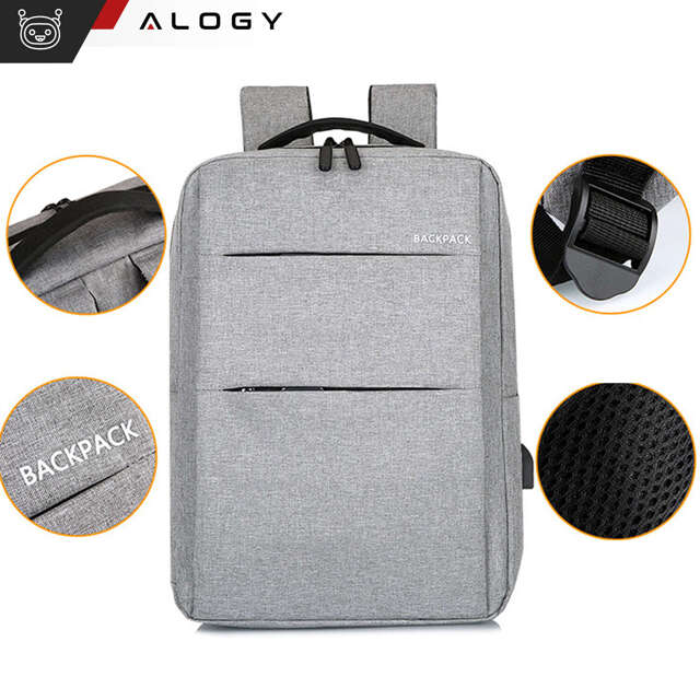 Alogy Plecak Backpack na laptopa duży wodoodporny z portem USB Unisex 44x34x13cm Czarny