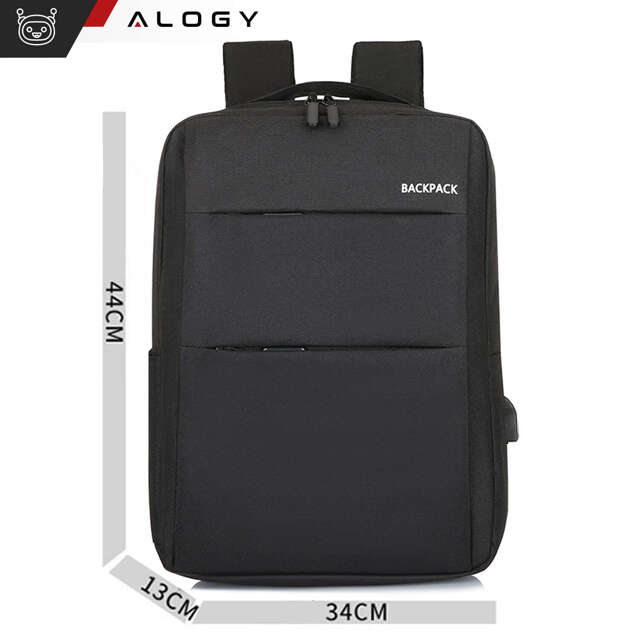 Alogy Plecak Backpack na laptopa duży wodoodporny z portem USB Unisex 44x34x13cm Czarny