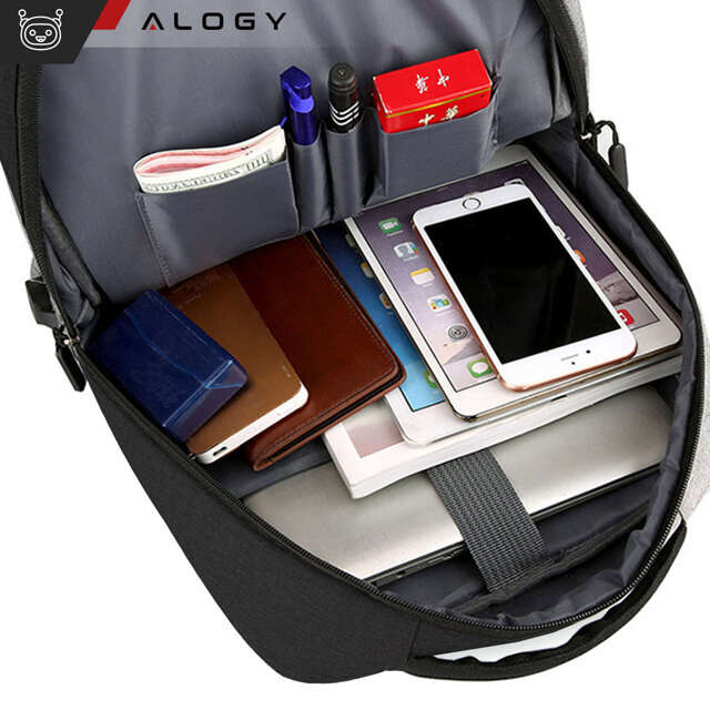 Alogy Plecak Backpack na laptopa duży wodoodporny z portem USB Unisex 44x34x13cm Czarny