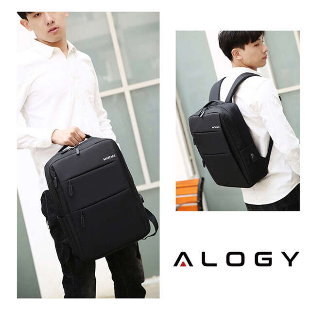 Alogy Plecak Backpack na laptopa duży wodoodporny z portem USB Unisex 44x34x13cm Czarny