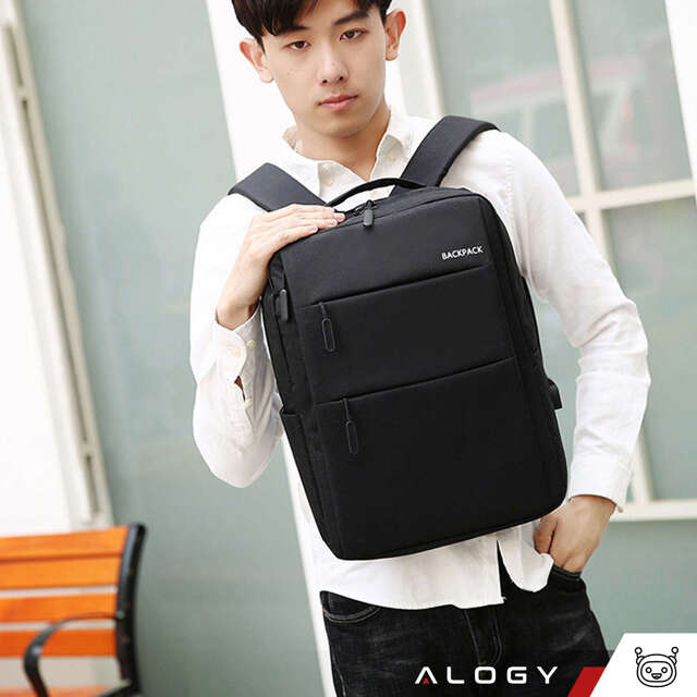 Alogy Plecak Backpack na laptopa duży wodoodporny z portem USB Unisex 44x34x13cm Czarny