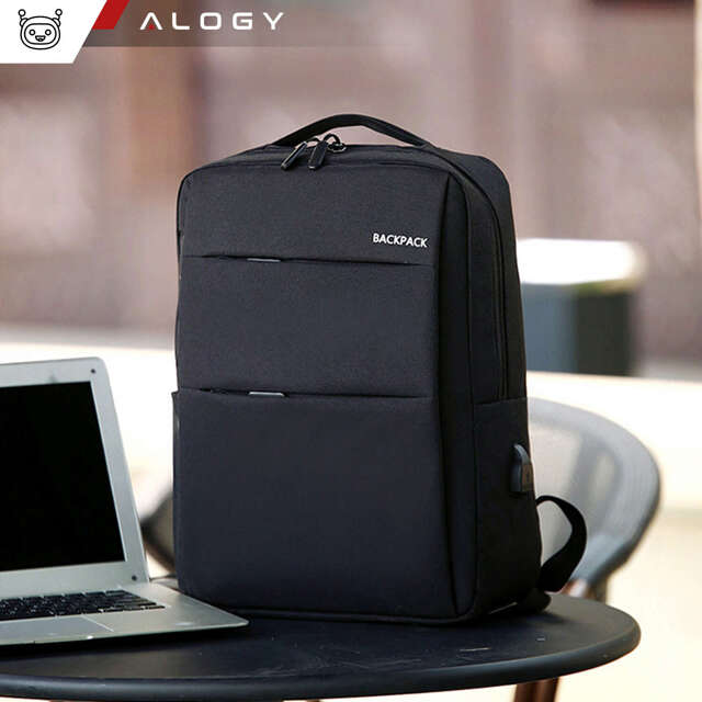 Alogy Plecak Backpack na laptopa duży wodoodporny z portem USB Unisex 44x34x13cm Czarny