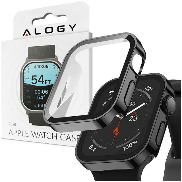 Alogy Protector Case 2w1 Obudowa ochronna z szkłem nakładka do Apple Watch 7/8 41mm Czarna