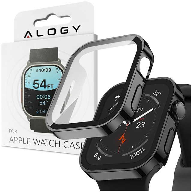 Alogy Protector Case 2w1 Obudowa ochronna z szkłem nakładka do Apple Watch 7/8 41mm Czarna