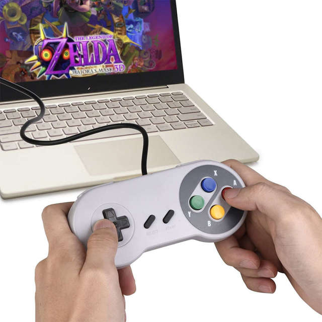 Alogy Przewodowy Kontroler Retro jak do SNEC Gamepad Alogy do PC macOS Windows Szary