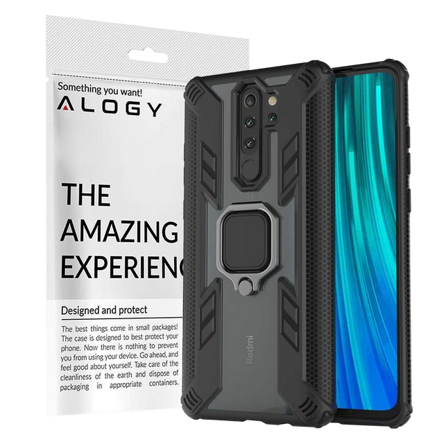 Alogy Ring Carbon Holder etui Pancerne do Xiaomi Redmi Note 8 Pro