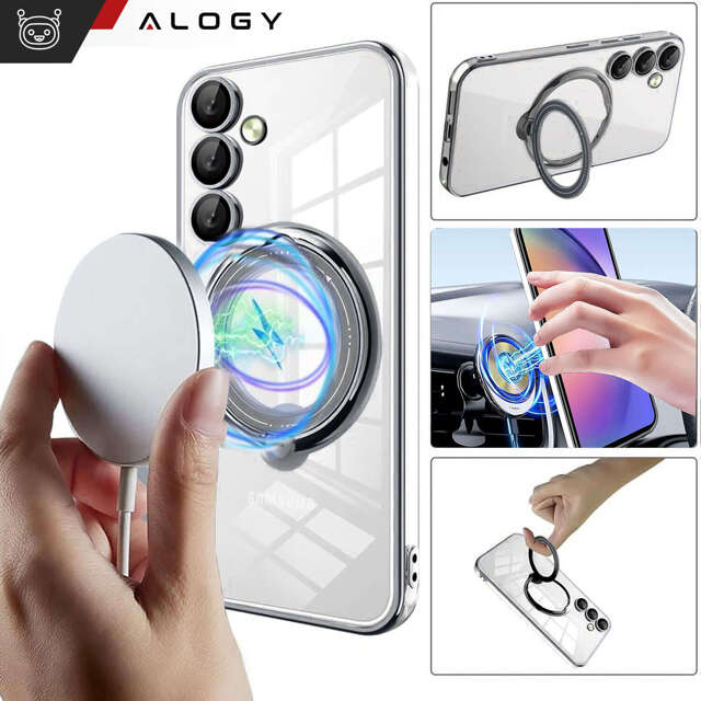 Alogy Ring Mag Clear Etui do Samsung Galaxy S24+ Plus obudowa magnetyczna magnes do uchwytu Czarne