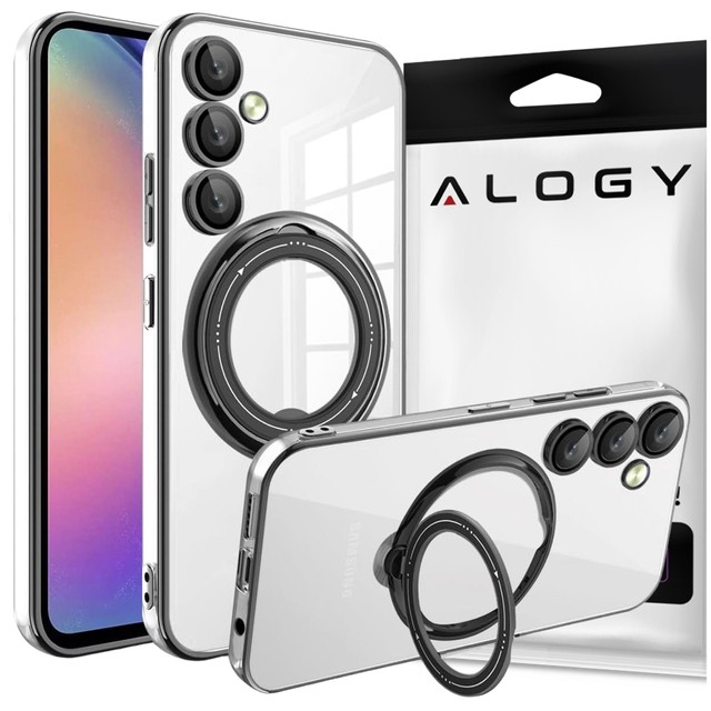 Alogy Ring Mag Clear Etui do Samsung Galaxy S24+ Plus obudowa magnetyczna magnes do uchwytu Czarne