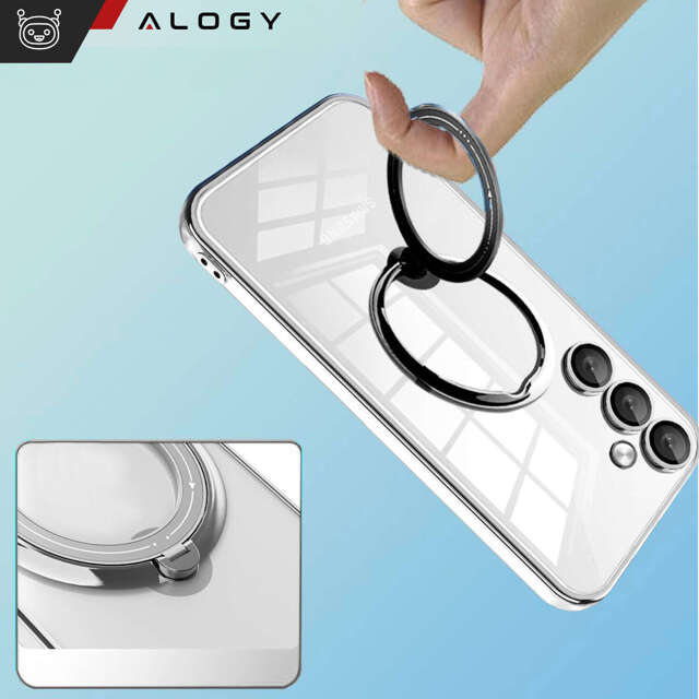 Alogy Ring Mag Clear Etui do Samsung Galaxy S24 obudowa magnetyczna magnes do uchwytu Czarne