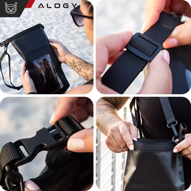 Alogy Sakwa Etui wodoodporne na telefon duża torba worek Case Waterproof Czarne