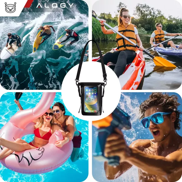 Alogy Sakwa Etui wodoodporne na telefon duża torba worek Case Waterproof Czarne