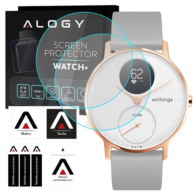 Alogy Screen Protector Watch+ 2x Szkło Hartowane na smartwatch watch zegarek uniwersalne 36mm średnica ochronne